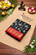 Mangalagiri silk saree - black with red - TF13