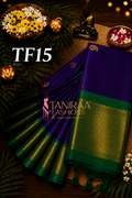 Dual tone silk saree purple blue - TF15