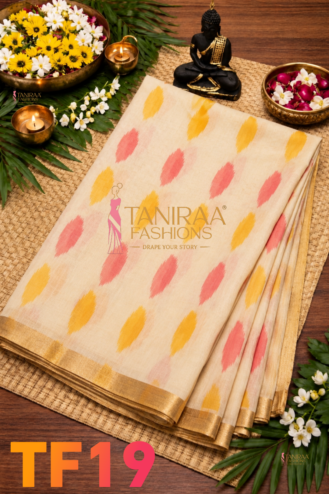 TF19 - Stylish Digital Print Peacock Ethnic Motif Design