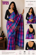 TF21 – Elegant Lightweight rainbow color Linen Cotton Saree