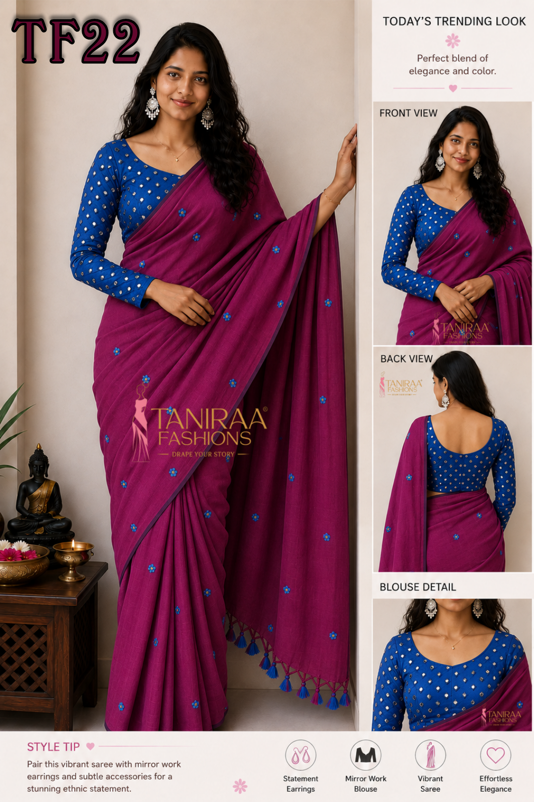 TF22 – Elegant Soft Mul Cotton Saree