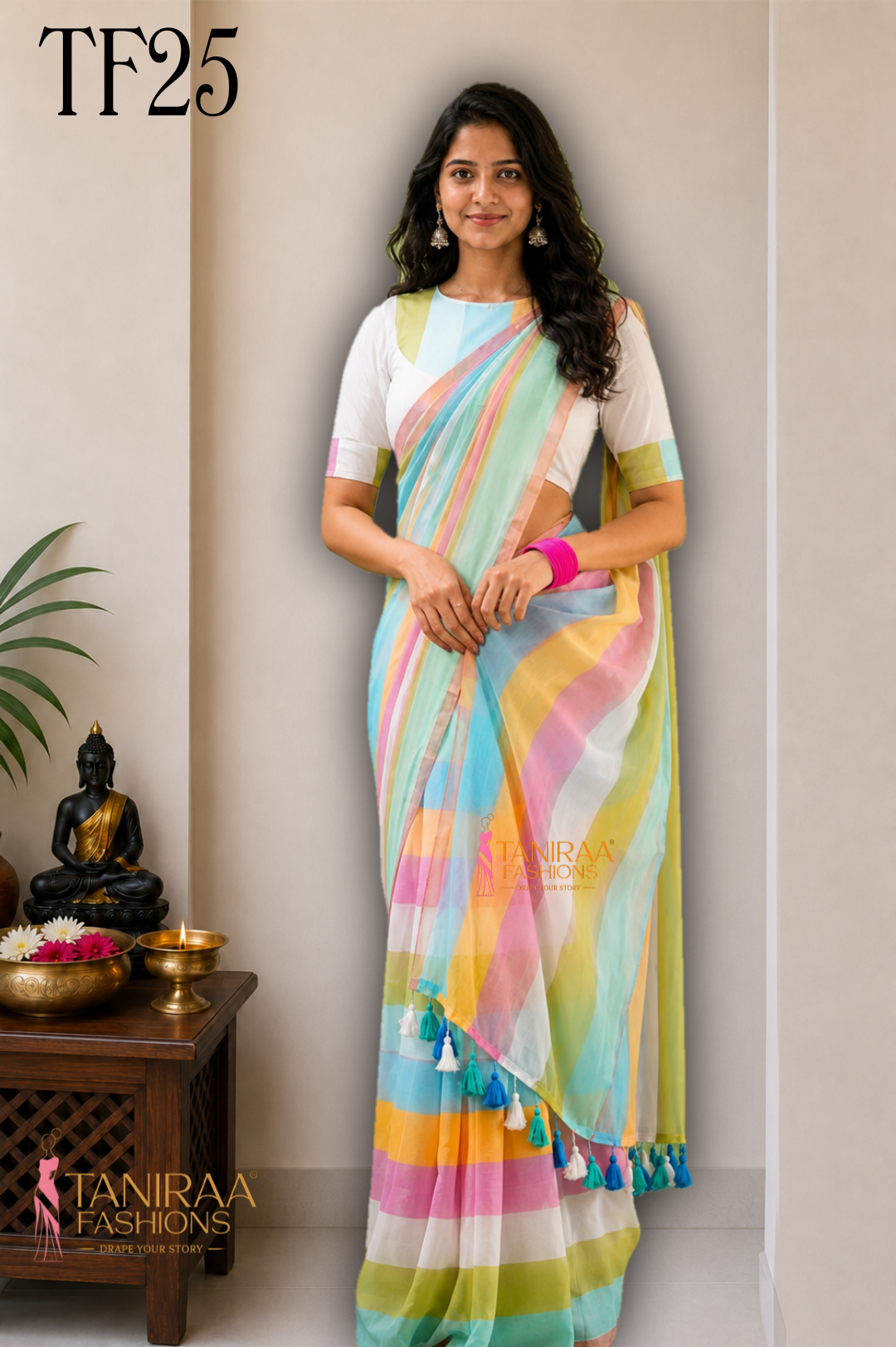 TF25 – Premium Pastel Mul Cotton Saree