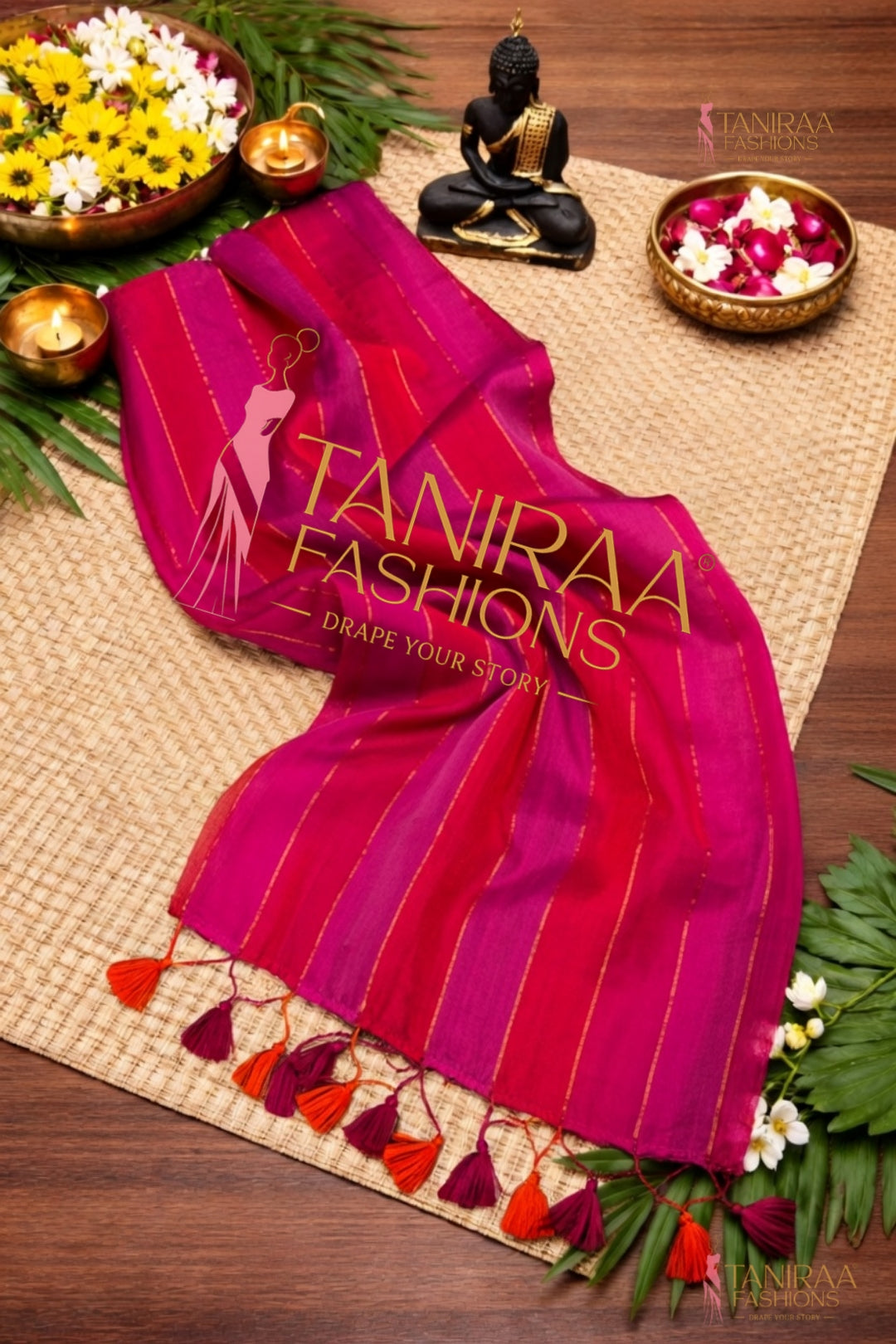 Soft Linen Saree Multi Colour - TF2