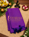 Soft premium golden stripe Saree - Purple - TF1
